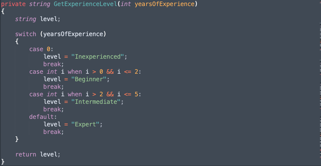 Switch statement in C# 7