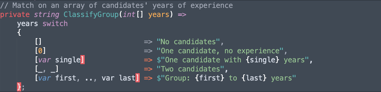 List patterns in C# 11